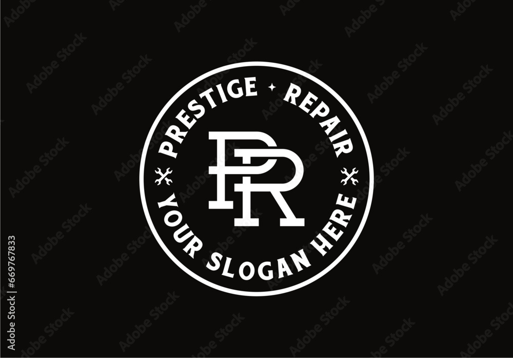 PR Monogram Initial Letter Badge Logo Design for your brand identity PR Monogram Initial Letter Badge Logo Design for your brand identity