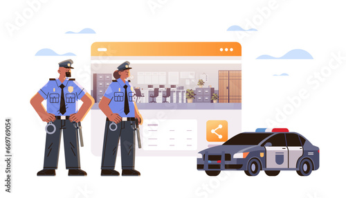 policemen in uniform officers men cops standing together police service happy labor day celebration concept horizontal