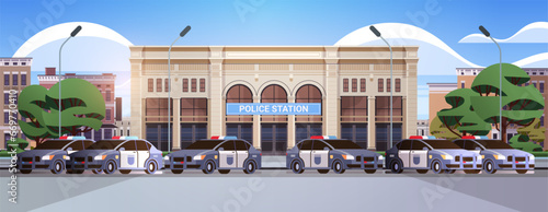 official cars near police station building police concept