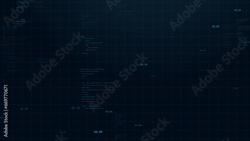 Futuristic abstract digital cyberspace with program code levitation.