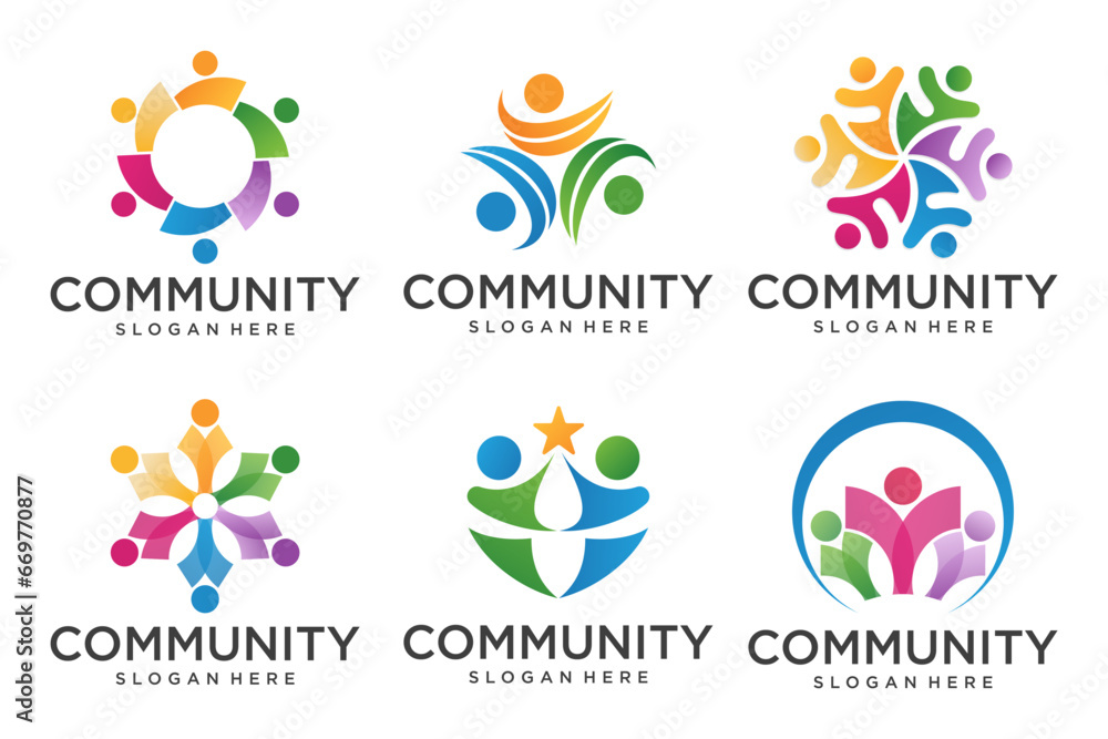 modern team communication logo icon set , symbol of community ,teamwork, family,and business group. modern team communication logo icon set , symbol of community ,teamwork, family,and business group.