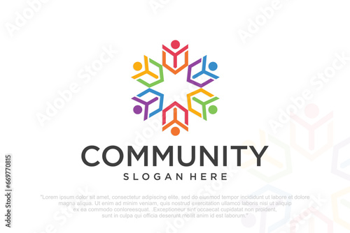 People, community, team, creative hub, social connection logo design vector © su