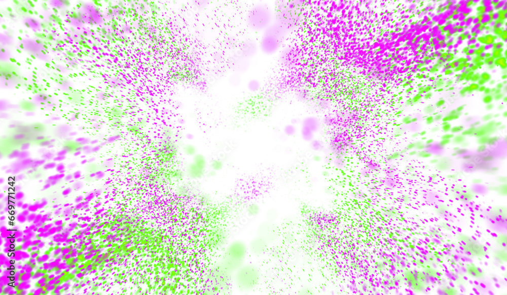 3D abstract digital technology pink-green light particles
