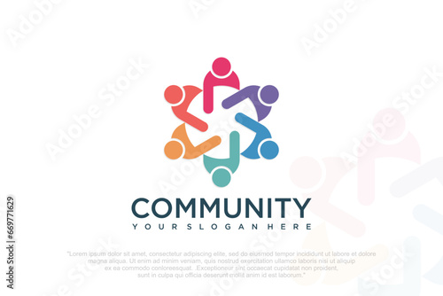 people teamwork logo icon symbol of community,group and family.