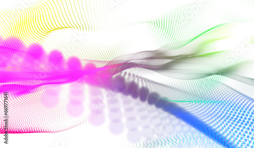 3D abstract digital technology multicolored light particles wave 