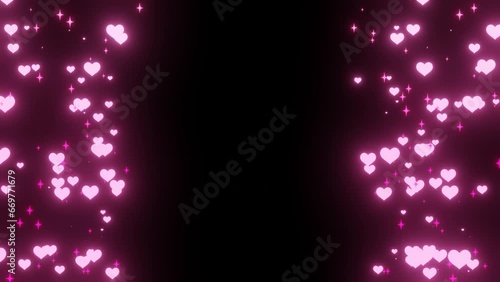 ハートとキラキラしたパーティクルの背景