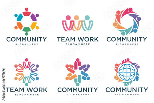 global community logo icon set symbol of community ,teamwork, family,and business group.