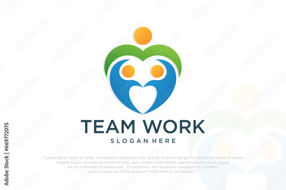 People love logo design, symbol of family,teamwork ,group and community