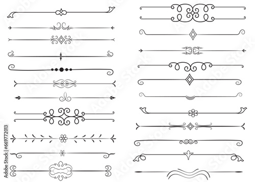 Page Divider And Design Elements. Set of Various Simple Black Divider Design, Assorted Divider Collection Template Vector. Collection of floral dividers elements mega decoration for Calligraphy.