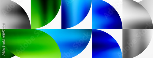 Minimalist geometric background featuring metallic round triangles, delivering sleek and modern visual aesthetic with emphasis on clean, metallic forms for wallpaper, banner, background, landing page