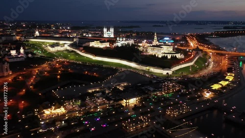 Wallpaper Mural Aerial view of evening Kazan Kremlin and the Volga river embankment. Kazan city. Russia Torontodigital.ca