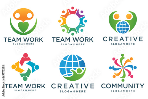 global community logo icon set symbol of community ,teamwork, family,and business group.