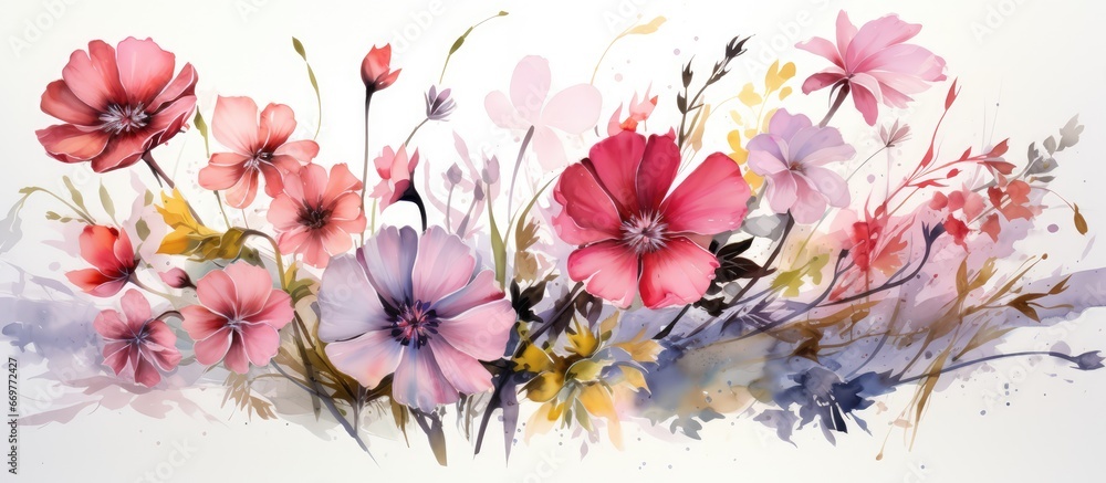 Floral digital artwork spring themed design hand painted in watercolor Ideal for printing and sublimation