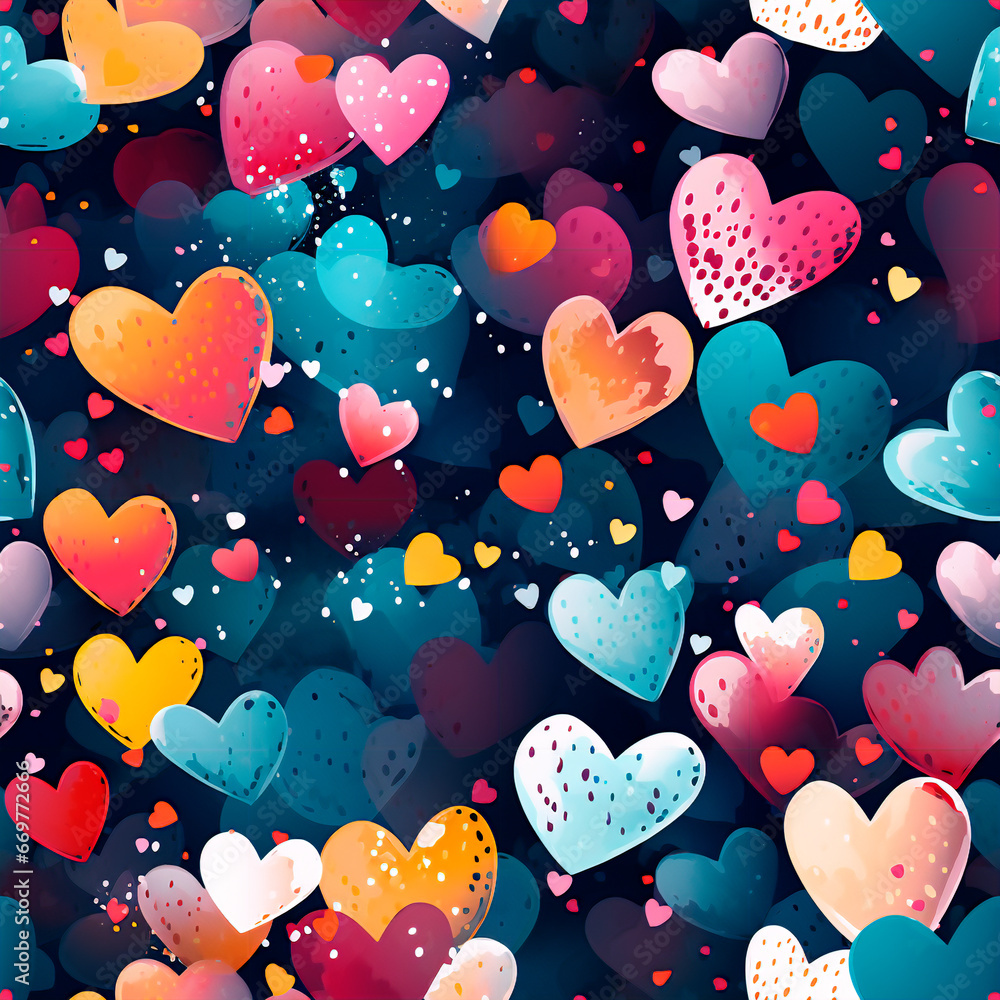 Pattern of multi-colored hearts. Beautiful background on the theme of love. Valentine's Day Pattern of multi-colored hearts. Beautiful background on the theme of love. Valentine's Day