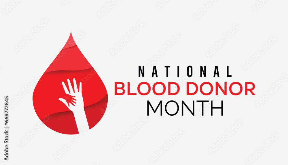 Obraz premium Vector illustration on the theme of National Blood Donor month observed each year during January.banner, Holiday, poster, card and background design.