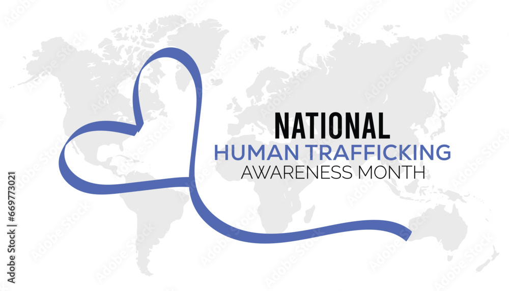 Fototapeta premium Vector illustration on the theme of National Human trafficking Awareness Month observed each year during January.banner, Holiday, poster, card and background design.