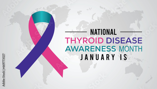 Vector illustration on the theme of National Thyroid Disease awareness month observed each year during January.banner, Holiday, poster, card and background design.