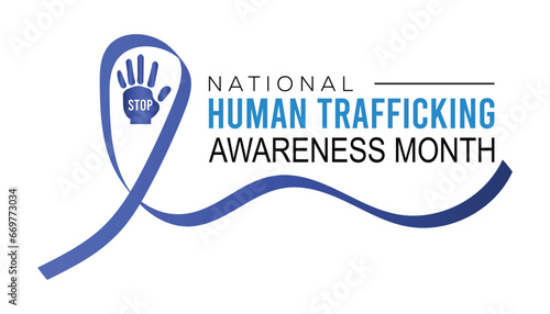 Vector illustration on the theme of National Human trafficking Awareness Month observed each year during January.banner, Holiday, poster, card and background design.