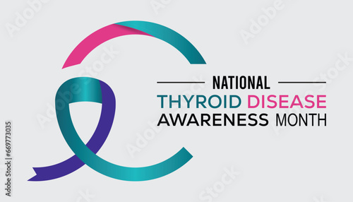 Vector illustration on the theme of National Thyroid Disease awareness month observed each year during January.banner, Holiday, poster, card and background design.
