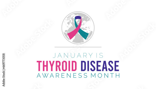 Vector illustration on the theme of National Thyroid Disease awareness month observed each year during January.banner, Holiday, poster, card and background design.