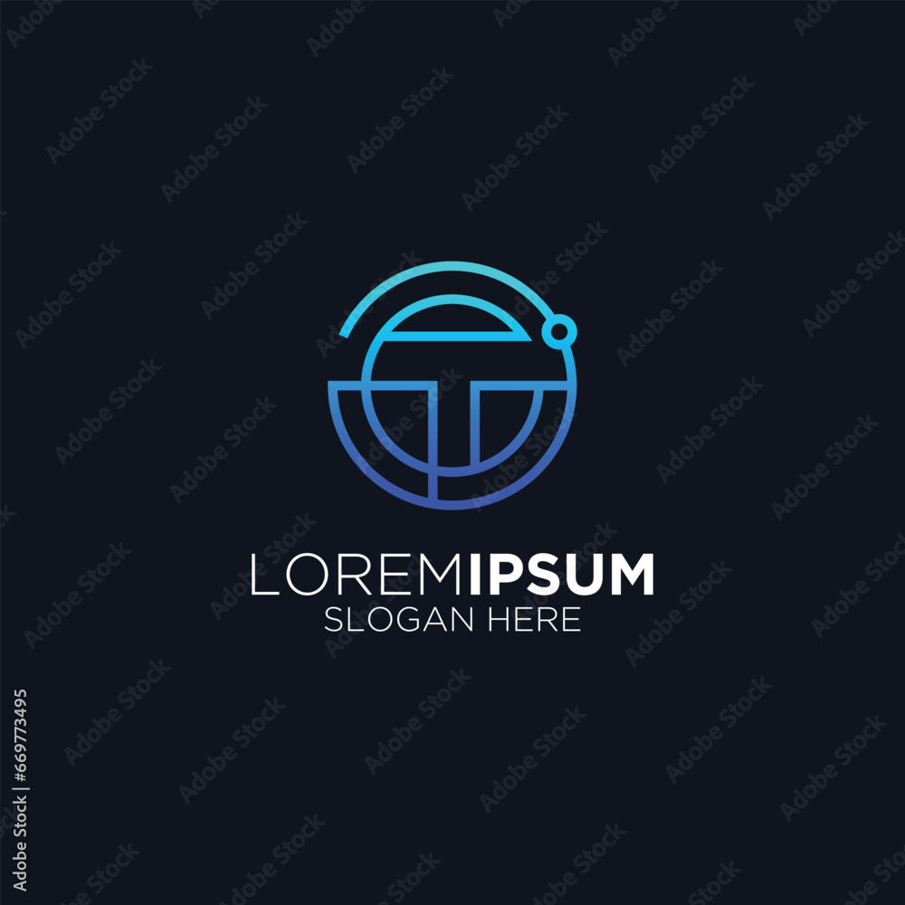 creative technology company logo design alphabet T creative technology company logo design alphabet T