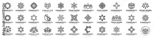 Mega logo collection, Abstract people community logo design .symbol of teamwork ,group and family