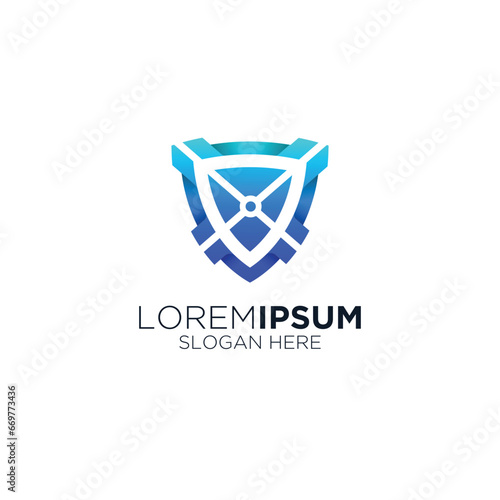 modern sturdy shield logo design