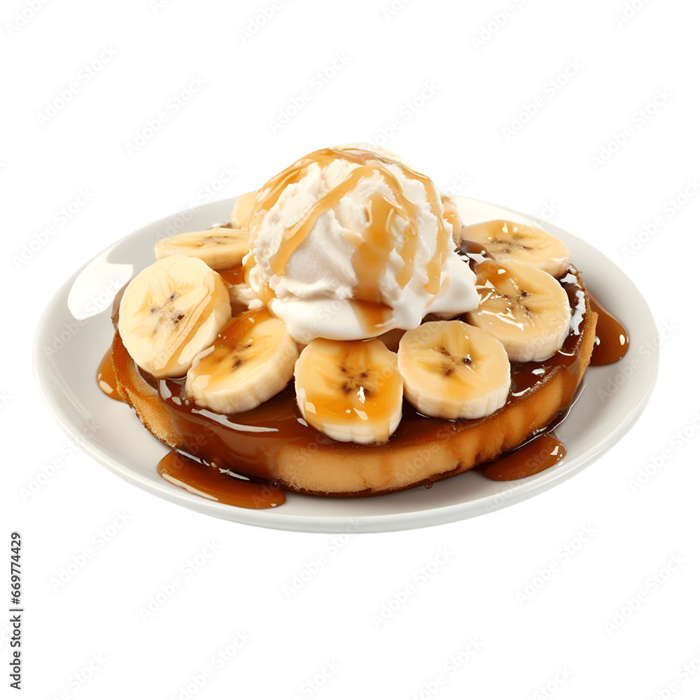 Dessert Banana Foster Isolated on a transparent background Dessert Banana Foster Isolated on a transparent background
