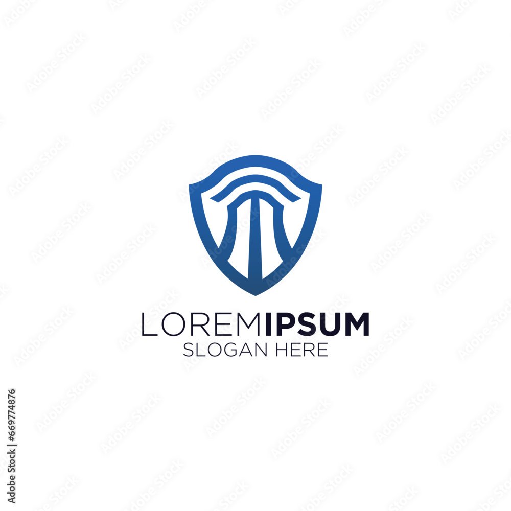 technology company shield logo design technology company shield logo design