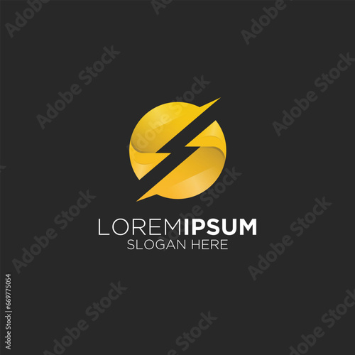 modern gold lightning logo