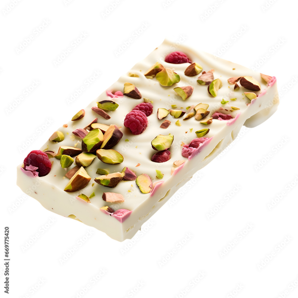 Dessert Raspberry Pistachio White Chocolate Bark Isolated on a transparent background