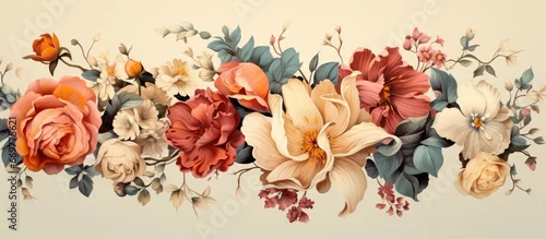 Panel kuchenny z motywem Beautiful vintage floral pattern art and design
