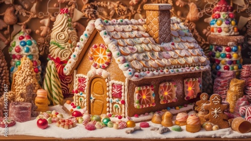gingerbread house and Christmas sweets