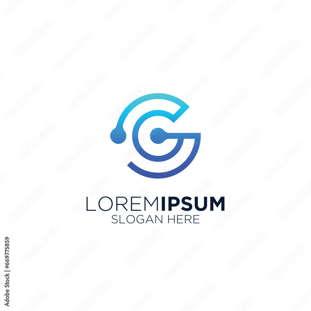 futuristic style G alphabet logo design futuristic style G alphabet logo design