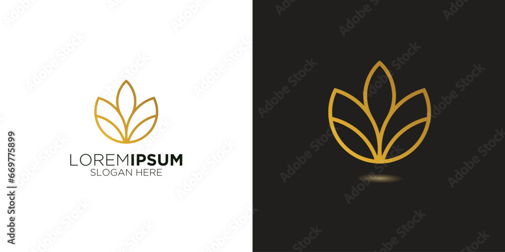 Elegant flower bud shape logo - obrazy, fototapety, plakaty 