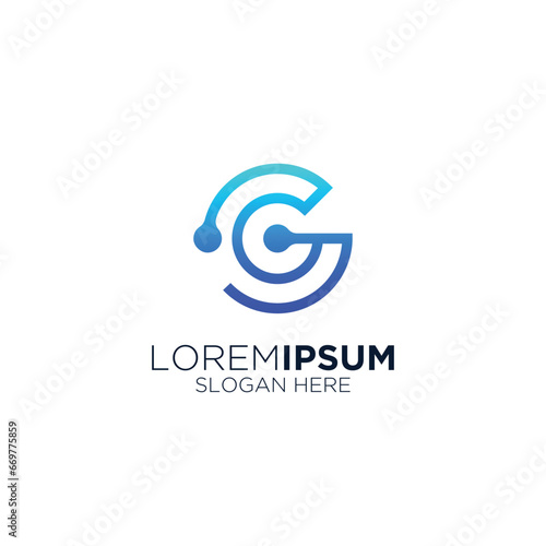 futuristic style G alphabet logo design