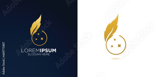 elegant gold feather logo design