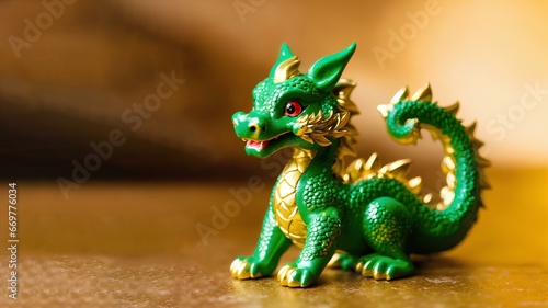                                                                            New year celebration. dragon object. Year of the dragon. golden background. Generative AI
