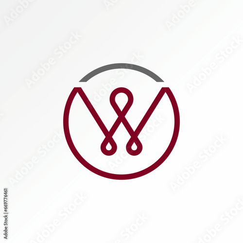 Logo design graphic concept creative premium abstract vector stock unique initial letter W font line out oval on circle Related to monogram typography