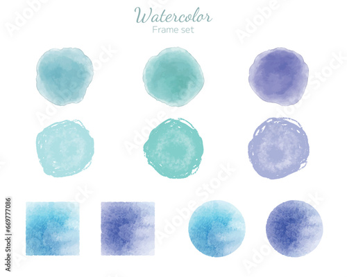 水彩テクスチャのアイコンセット　ブルー系