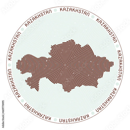 Kazakhstan shape radial arcs. Country round icon. Kazakhstan logo design poster. Amazing vector illustration.