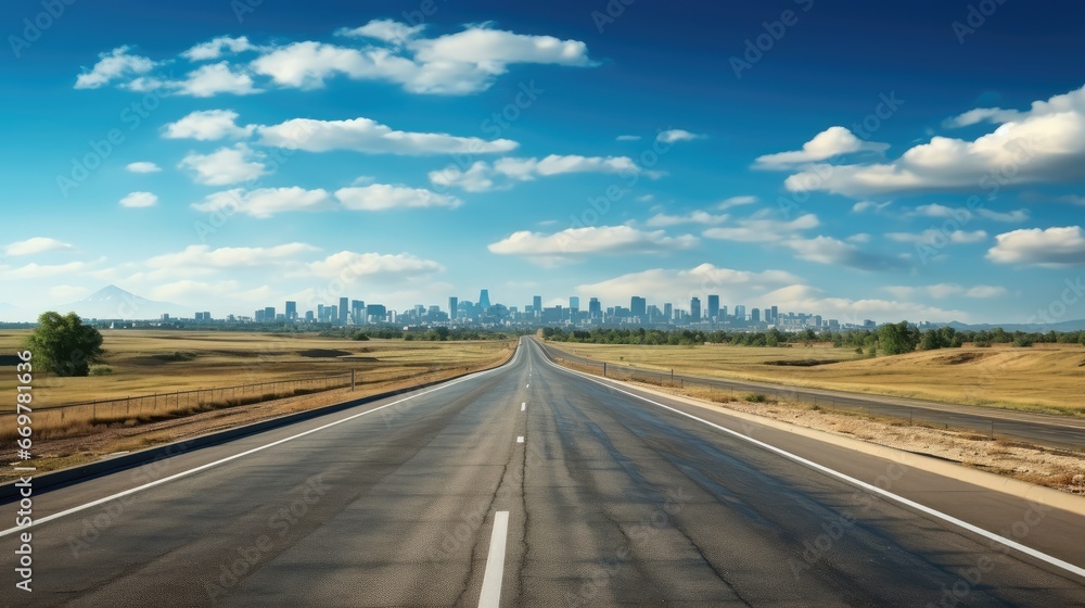 Road and city, Highway leads to city. Road and city, Highway leads to city.