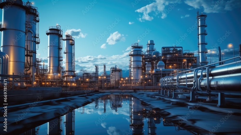 Modern oil and gas processing plant, Petrochemical plant. Modern oil and gas processing plant, Petrochemical plant.