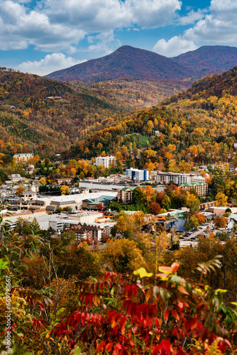 Cuadro en lienzo Gatlinburg, Tennessee, Scenic View of the City