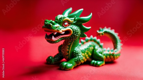                                                                            New year celebration. dragon object. Year of the dragon. red background. Generative AI