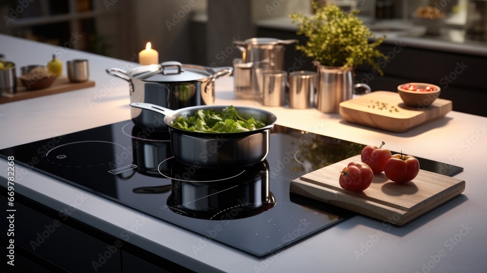 Modern induction cooktop, Sleek design. Modern induction cooktop, Sleek design.