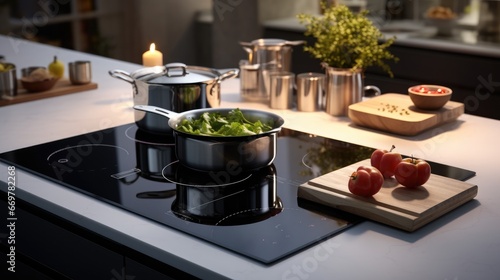 Modern induction cooktop, Sleek design.