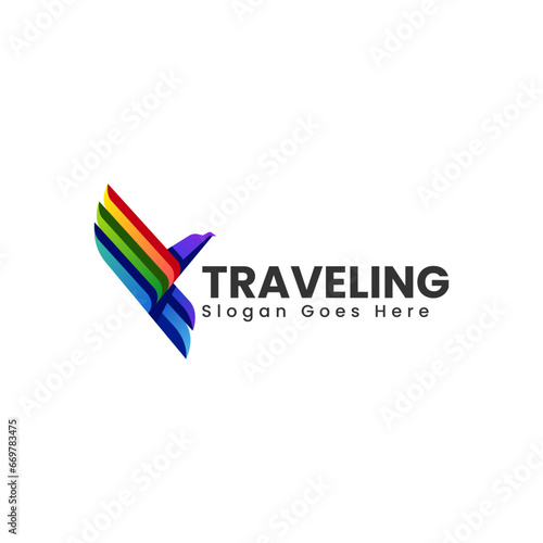 Free Download Vector Logo Illustration Traveling Gradient Colorful Style - GFXLoad