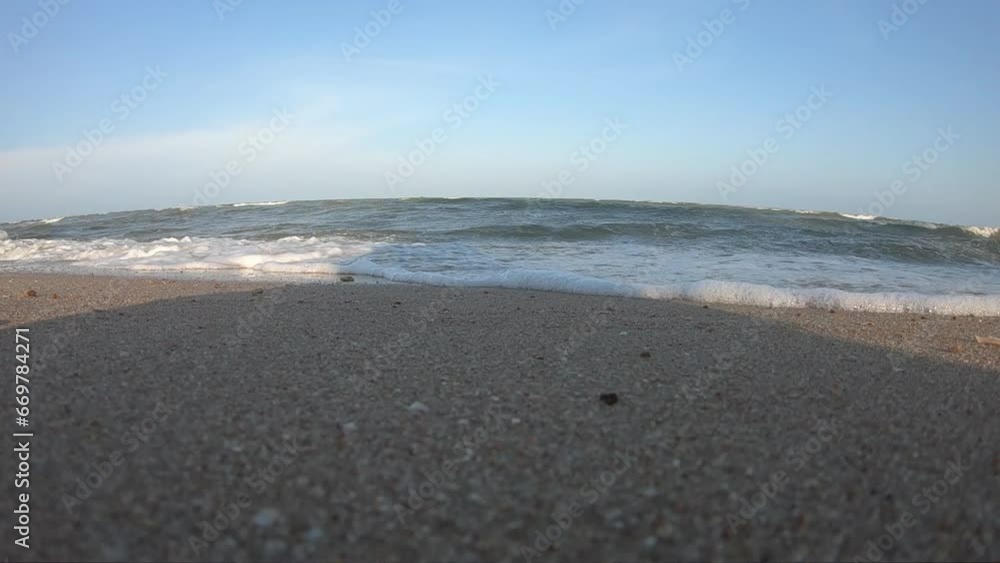beautiful beach with water wave in summertime, natural slow motion scene background beautiful beach with water wave in summertime, natural slow motion scene background