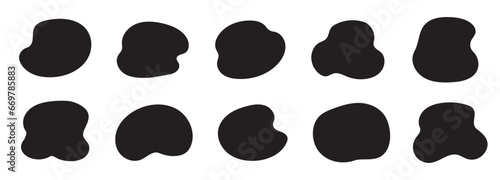 Organic blob shape, abstract amoeba, irregular fluid element set. Simple flat abstract splodge, amoeba blob, liquid shape graphic design element. Vector illustration